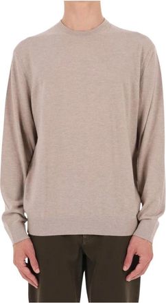 Ermenegildo Zegna Oasi Cashmere Crewneck - Heren - Ronde hals truien - Beige - L - Kasjmier - Truien & Vesten