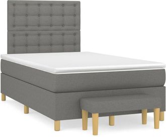 vidaXL Cama Box Spring Con Colch&oacute;n Tela Gris Oscuro 120x190 Cm Vidaxl