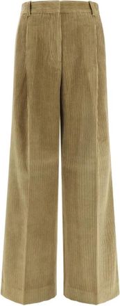 R&oacute;he Ted Broek met Lage Taille en Corduroy - Dames - Wijde Broeken - Groen - XS - Katoen - Broeken