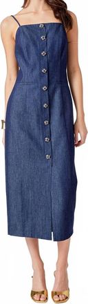 endless rose High Neck Midi Dress In Navy Denim