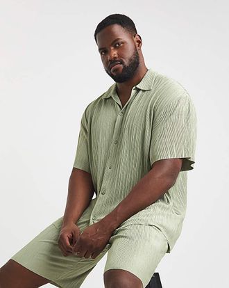 Jack & Jones Jack & Jones Abery Plisse Shirt - Sage