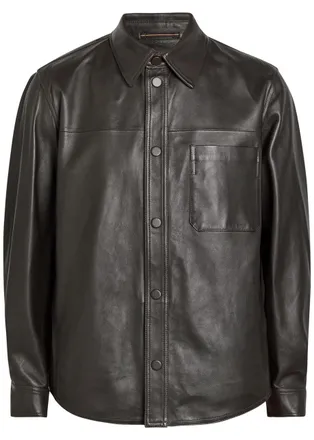 Slowear Leather Overshirt Jacket - Black - S