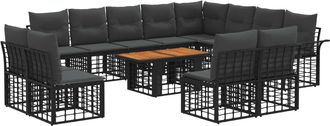 vidaXL Conjunto De Sof&aacute;s De Jard&iacute;n 13 Uds. Negro Y Gris Oscuro Vidaxl