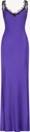 Serena Bute Silk Slip Dress with Lace Trim - Violet Silk