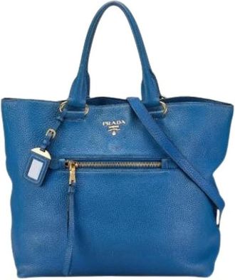 Prada Pre-owned Handbags, female, Blue, Size: ONE SIZE Pre-owned Leather Handbag
