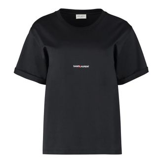 Saint Laurent T-Shirts, female, Black, Size: XS Logo T-Shirt