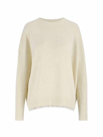 Ermanno Scervino Soft Knit Lace Trim Ribbed Sweater