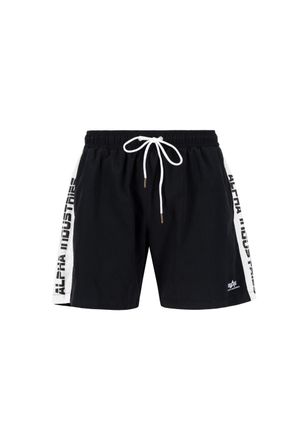 Alpha Industries Shorts ALPHA INDUSTRIES Printed Stripe Swim Short, Herren, Gr. XS, Normalgr&ouml;ssen, schwarz-weiss (schwarz, wei&szlig;), Obermaterial: 100% Polyester, Futter: