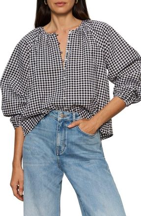 Sanctuary Perfect Gingham Button-Up Top in Black at Nordstrom, Size Xx-Small P