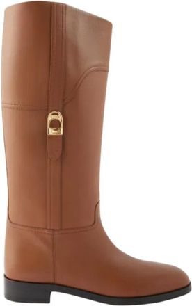 Gucci Tan Brown Leather Knee High Boots Size 39.5