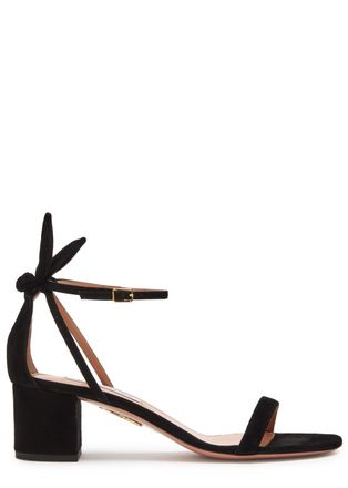 Aquazzura Aquazzura Bow Tie 50 Suede Sandals - Black - 38 (IT38 / UK5)