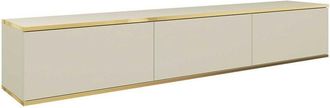 Mirjan24 Mobilier1 - Mueble tv Felduno 100, Crema + Dorado, Número de puertas: 0, Número de cajones: 0, 175x30x32cm