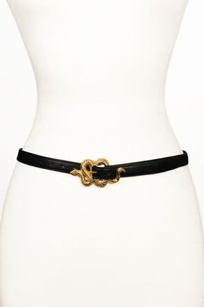 Raina Small Snake Buckle Leather Belt in Black at Nordstrom, Size Medium