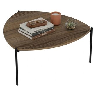 Dmora Mesa De Centro Atesino, Forma Triangular, Tablero De Madera Nobilitata, Estructura Nogal, 90x89x40h Cm, Marr&oacute;n Nogal