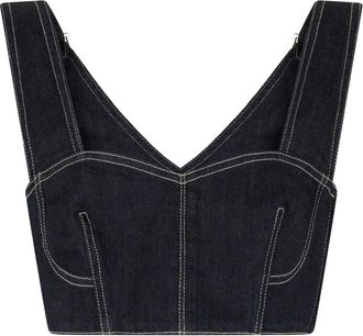 Alberta Ferretti Cropped Bustier Top - Dames - Tops zonder mouwen - Blauw - S - Katoen - Tops