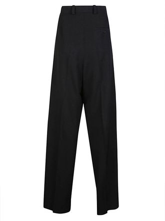 Balenciaga Wool Double-Front Trousers - Black