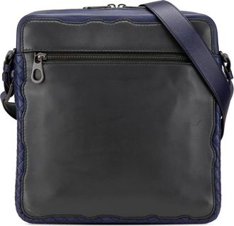 Bottega Veneta Pre-owned Intrecciato Trimmed Leather Crossbody - Dames - Vintage Schoudertas - Zwart - ONE Size - Leer - Vintage