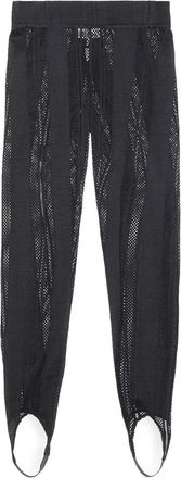 Ganni Mesh-Panelled Stirrup Leggings - Black