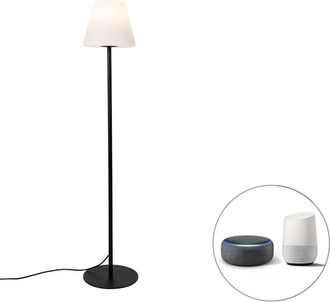 QAZQA Moderno Lámpara de pie de exterior inteligente negra con Wifi A60 - Virginia Acero inoxidable Alargada /Ovalada Adecuado para led Max. 1 x 9 Watt