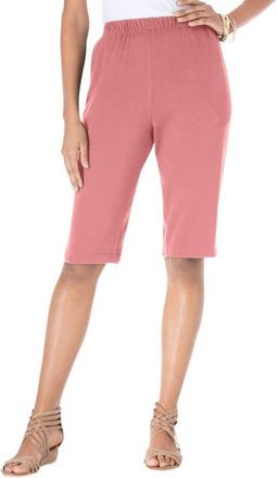 Roaman's Plus Size Soft Knit Pull On Bermuda Short in Desert Rose at Nordstrom, Size Medium