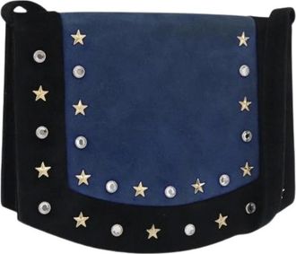Saint Laurent Pre-owned Cross Body Bags, female, Blue, Size: ONE SIZE Pre-owned Vintage Suede Shoulder Bag