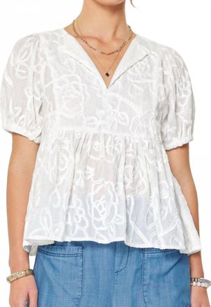 Current Air Floral Embroidery Babydoll Blouse In White
