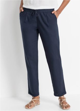 Bonprix Leinenhose BONPRIX, Damen, Gr. 36, N-Gr, dunkelblau, Web, Obermaterial: 50% Leinen, 50% Lyocell (TENCEL), regular fit, Hosen Leinenhose, aus Leinen un