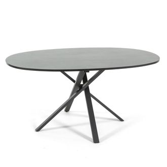 Siediti Fuori e Dentro Mesa ovalada 150x100 cm con patas de metal y tablero efecto granito