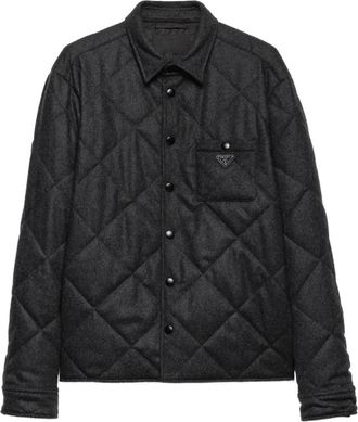 Prada Giacca-camicia trapuntata - Grigio