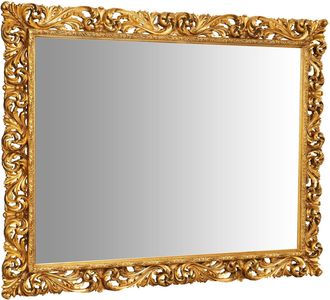 Biscottini International Biscottini - Espejo De Pared De Colgar En Madera Con Acabado De Hoja De Oro Antiguo Hecho En Italia