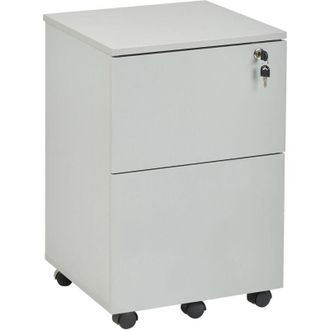 Beliani Beliani - Armario De Oficina Industrial Madera De Ingenier&iacute;a 2 Cajones Para Documentos Ruedas Cerradura Con Llave Gris Claro Johnson