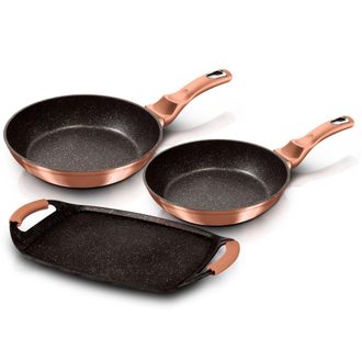 Berlinger Haus Berlinger Haus Rose Gold Set 2 Sartenes 22 -26cm, Plancha De Asar Inducci&oacute;n, Aluminio, Antiadherente Ecol&oacute;gico Sin Pfoa Oro Rosado