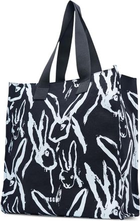 Msgm Borsa tote con stampa - Nero