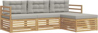 vidaXL Conjunto De Sof&aacute;s De Exterior 4 Uds. Blanco Y Gris Claro Vidaxl