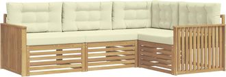vidaXL Conjunto De Sof&aacute;s De Exterior 4 Uds. Blanco Y Crema Poli&eacute;ster Vidaxl