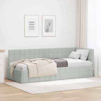 vidaXL Corner Bed Frame Light Grey 80 cm x 200 cm Velvet vidaXL
