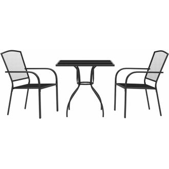 vidaXL Juego De Comedor De Jard&iacute;n 3 Piezas Acero Gris Antracita Vidaxl