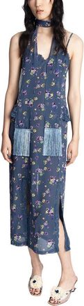 Anna Sui Night Blooming Chiffon Slip Dress in Indigo Multi at Nordstrom, Size 2