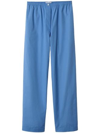 Miu Miu Popeline broek met geborduurd logo - Blauw