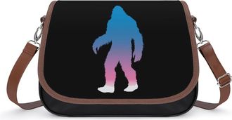 Generic Bigfoot Is Trans Crossbody Bag Womens Handbag PU Message Bags Shoulder Purse with Adjustable Strap