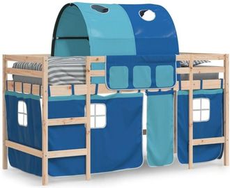vidaXL Cama alta para niños con túnel madera pino azul 90x190 cm Vidaxl