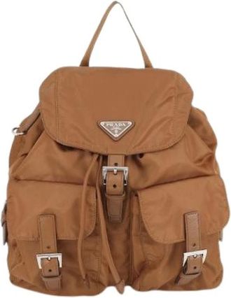 Prada Pre-owned Backpacks, female, Brown, Size: ONE SIZE Pre-owned Vintage Nylon Backpack