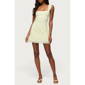 Edikted Nairobia Texture Mesh Minidress in Yellow at Nordstrom, Size X-Small