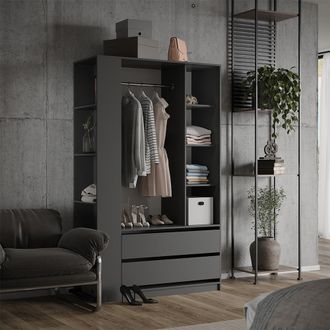 Vicco Armario De Ropa Elmo, Antracita, 50 X 200 Cm Lote De 2, Vicco