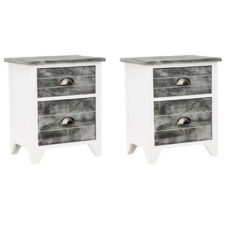 vidaXL Mesitas De Noche Con Cajones 2 Unidades Gris Y Blanco Vidaxl