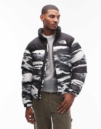 The North Face Retro Nuptse - Piumino con stampa nero e bianco