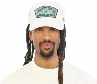 Cult of Individuality Mesh Back Trucker Hat Pretty Good At Bad Decisions In Winter White