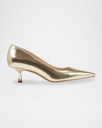 Marc Fisher Calynna Metallic Leather Kitten-Heel Pumps