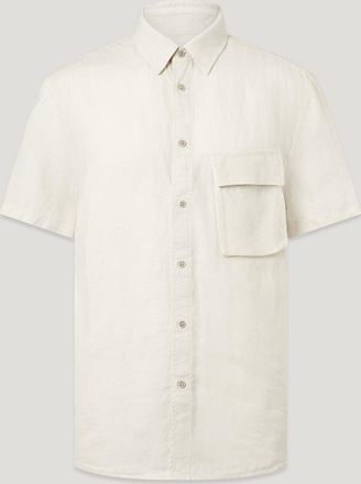 Belstaff Scale Short Sleeve Shirt Linen Silver Birch Size 2XL