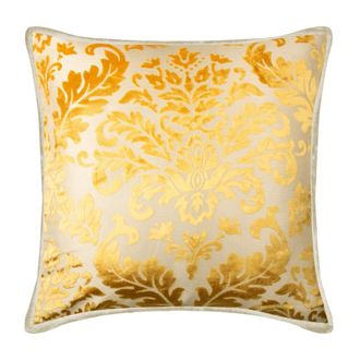 OEM Funda De Almohada Amarilla Mimosa, Funda De Coj&iacute;n De Terciopelo Con Efecto Desgastado De 20x20 Pulgadas, Dise&ntilde;o Floral Moderno - Brocado Amarillo Mimo